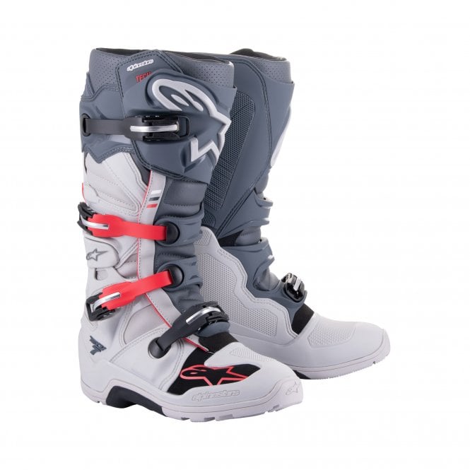 Alpinestars Alpinestars  Tech 7 Enduro - Light Gray / Dark Gray / Bright Red - US 10 / EU 44.5