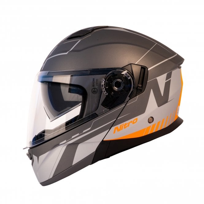 Nitro Nitro  F350 Analog Satin Gun/Light Grey/Flo Orange Helmet - XS 54