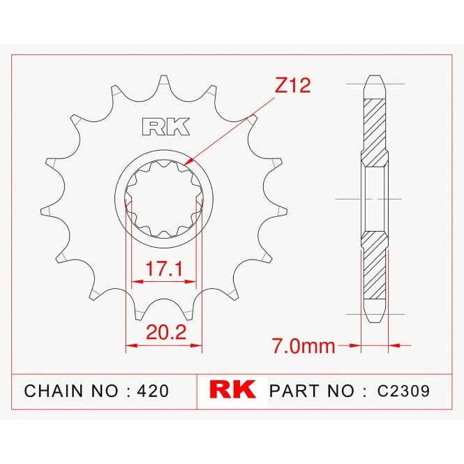 Powerite Powerite Sprocket Front RK-C2309-11 JTF1120 Afam 94119 420 pitch