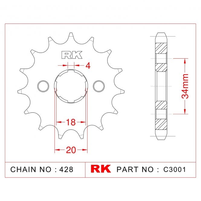 RK RK Sprocket Front -C3001-13 JTF259 Afam 20200