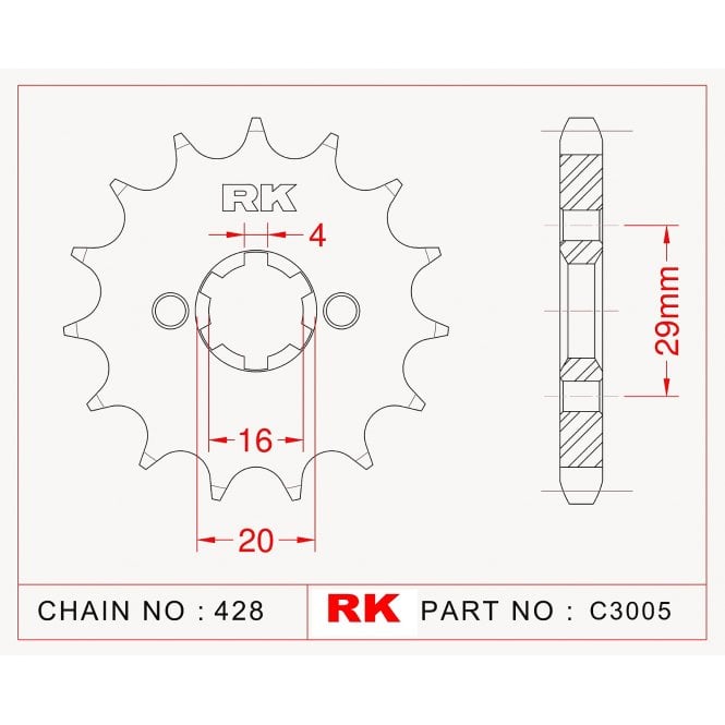 RK RK Sprocket Front -C3005-16 JTF425 Afam 33201