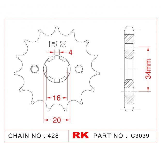 RK RK Sprocket Front -C3039-13 JTF1263 Afam 21200