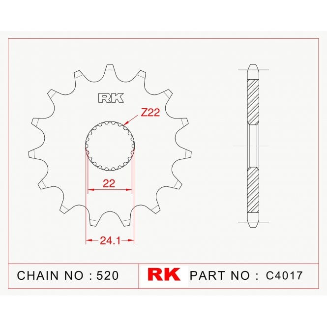 RK RK Sprocket Front -C4017-16 JTF394 Afam 61201