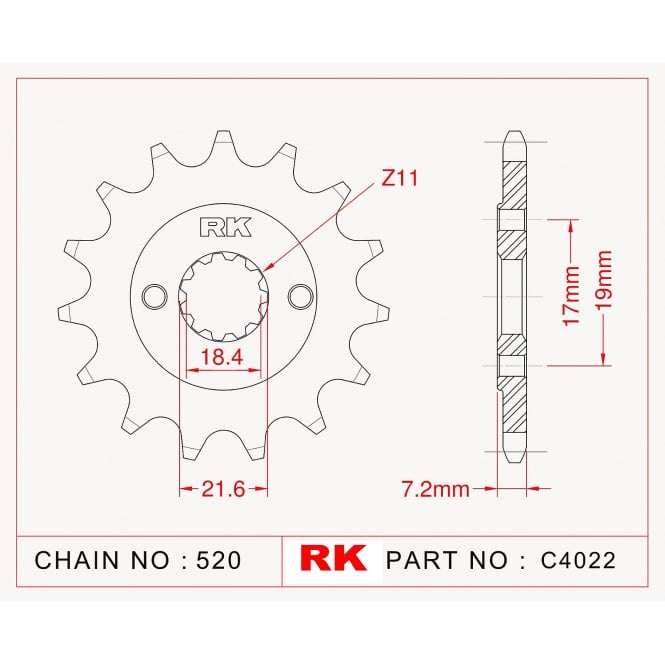 RK RK Sprocket Front -C4022-14 JTF1321 Afam 20320