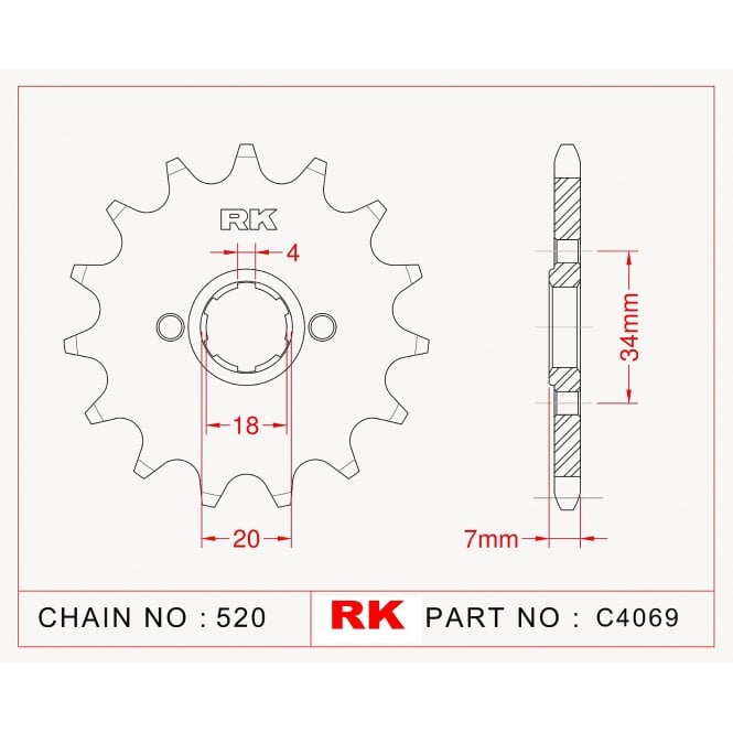 RK RK Sprocket Front -C4069-13 JTF329 Afam 20202