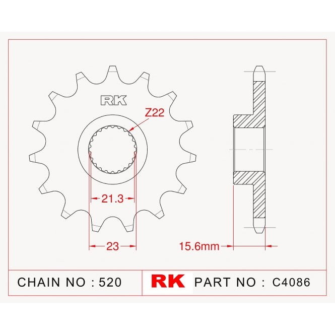 RK RK Sprocket Front -C4086-15 JTF577 Afam 21504