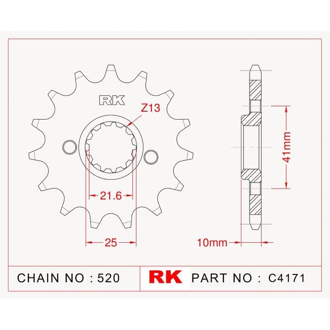 RK RK Sprocket Front -C4171-14 JTF308 Afam 20509