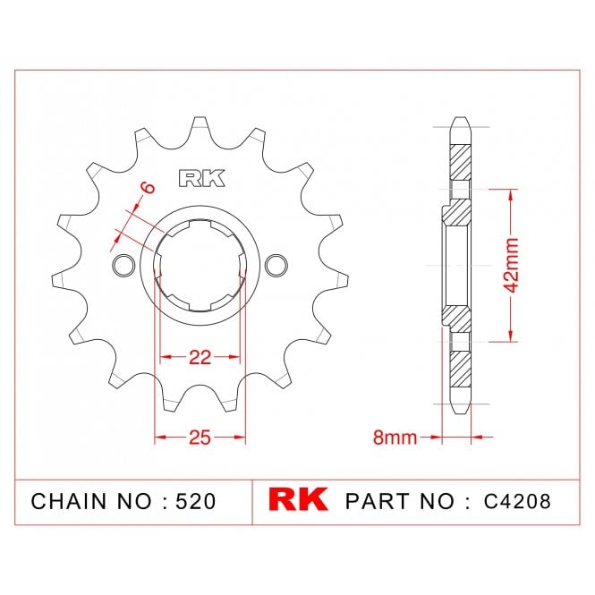 RK RK Sprocket Front -C4208-14 JTF281 Afam 20500