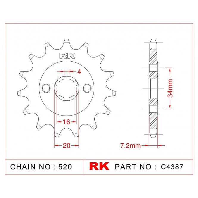 RK RK Sprocket Front -C4387-14 JTF1903 Afam 73203