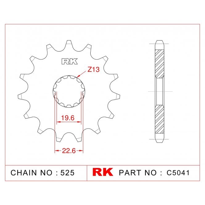 RK RK Sprocket Front -C5041-14 JTF520 Afam 28401 525 pitch