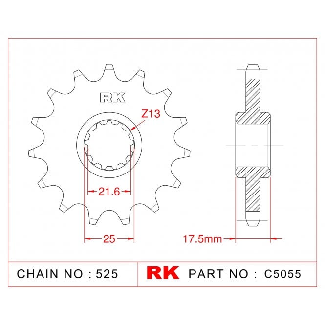 RK RK Sprocket Front -C5055-15 JTF297 Afam 20405