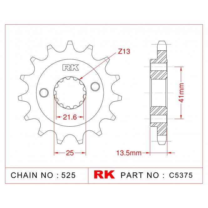 RK RK Sprocket Front -C5375-15 JTF296 Afam 20507