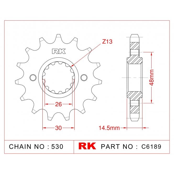 RK RK Sprocket Front -C6189-16 JTF339 Afam 20602