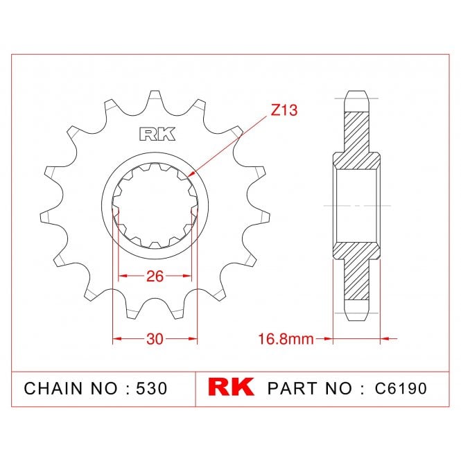 RK RK Sprocket Front -C6190-16 JTF333 Afam 20603