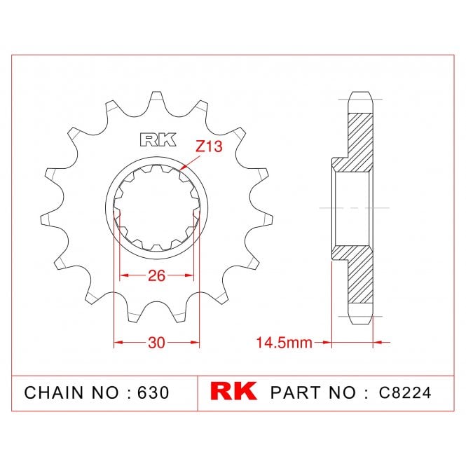 RK RK Sprocket Front -C8224-14 JTF335 Afam 20800 - Special Order