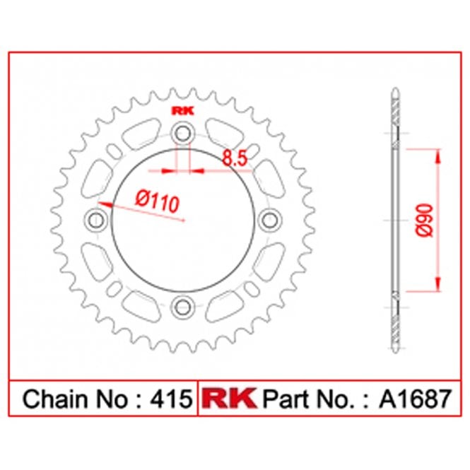 RK RK Sprocket Rear  A1687-40 AFAM 14100-40 JTR 801-40