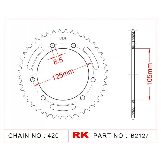 RK RK Sprocket Rear -B2127-53 JTR1131 Afam 47103