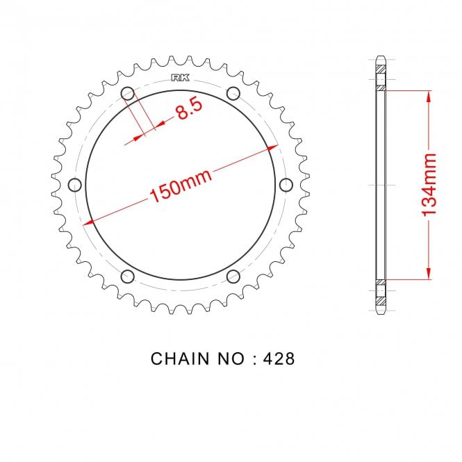 Powerite Powerite Sprocket Rear RK-B3078-50 JTR463 Afam 16203 - Special Order