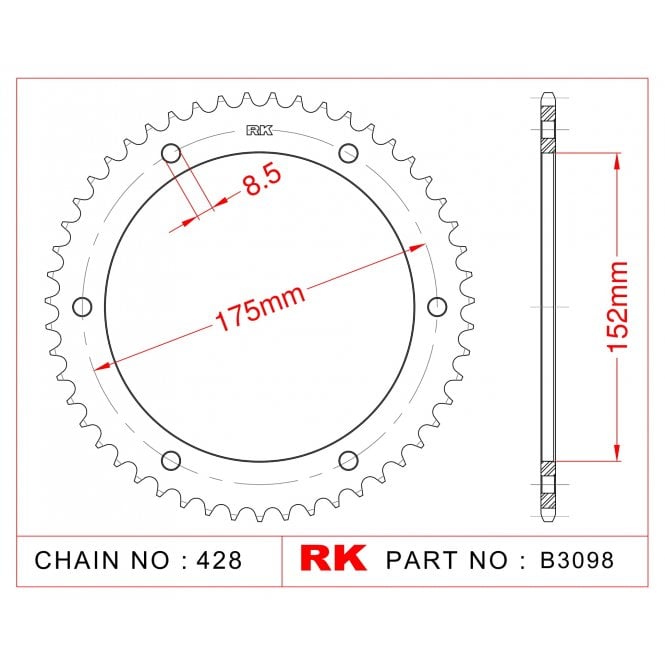 RK RK Sprocket Rear -B3098-53 JTR839 Afam 12207