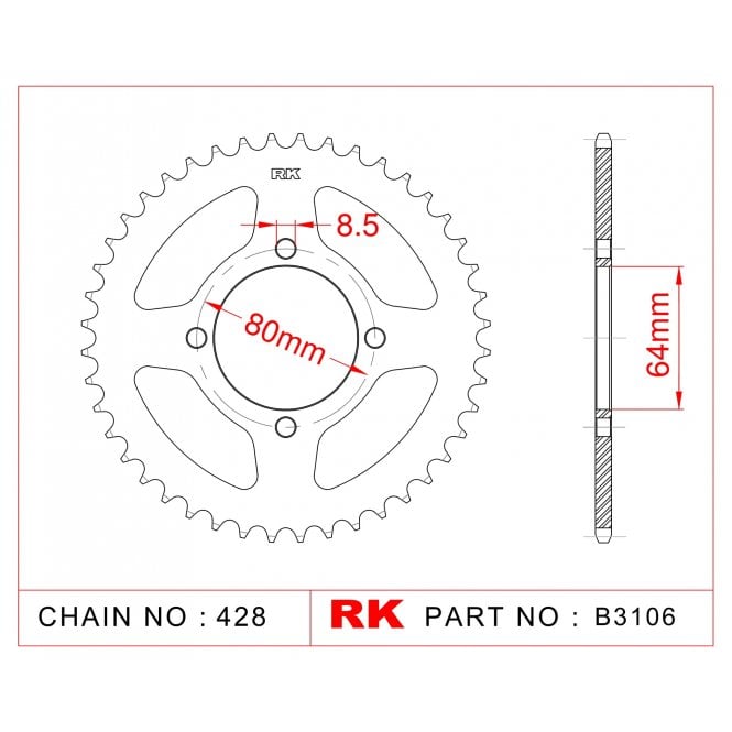 RK RK Sprocket Rear -B3106-36 JTR838 Afam 12200