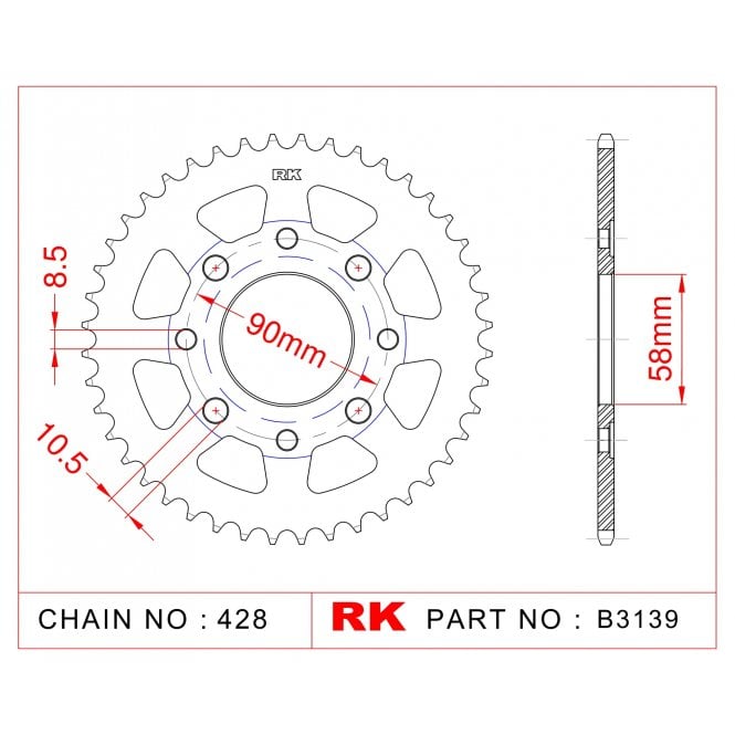 Powerite Powerite Sprocket Rear RK-B3139-35 JTR269 Afam 10201 - Special Order