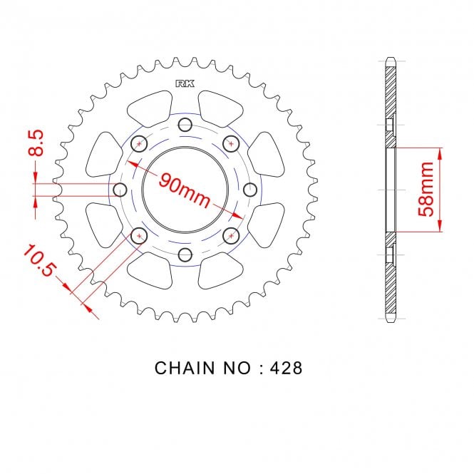 Powerite Powerite Sprocket Rear RK-B3139-44 JTR269 Afam 10201 - Special Order