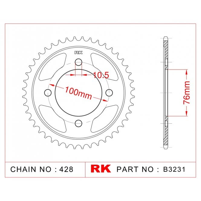 RK RK Sprocket Rear -B3231-47 JTR1806 Afam 14214