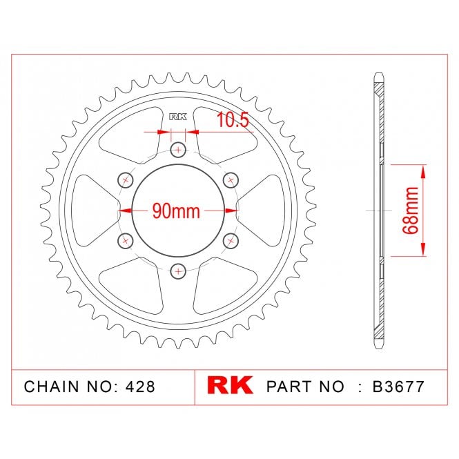 RK RK Sprocket Rear  B3677-47 JTR 1222-47