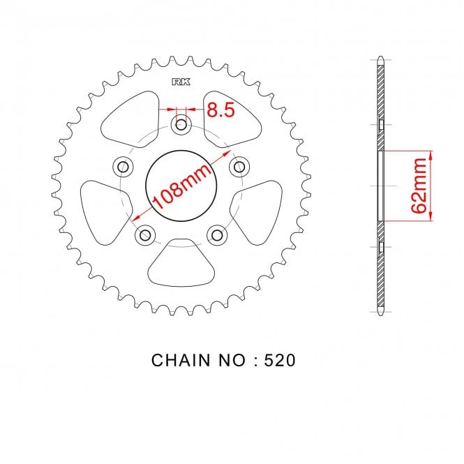 Powerite Powerite Sprocket Rear RK-B4016-39 JTR701 Afam 44203 - Special Order