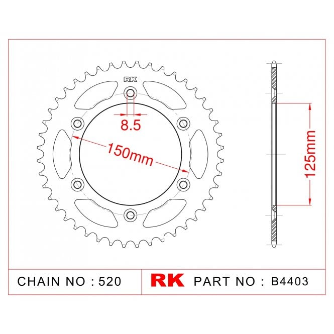 RK RK Sprocket Rear -B4403-45 JTR 897-45 Afam 71304