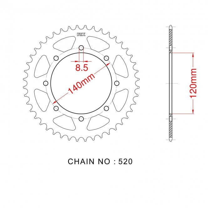 Powerite Powerite Sprocket Rear RK-B4427-42 JTR487 Afam 16600 - Special Order