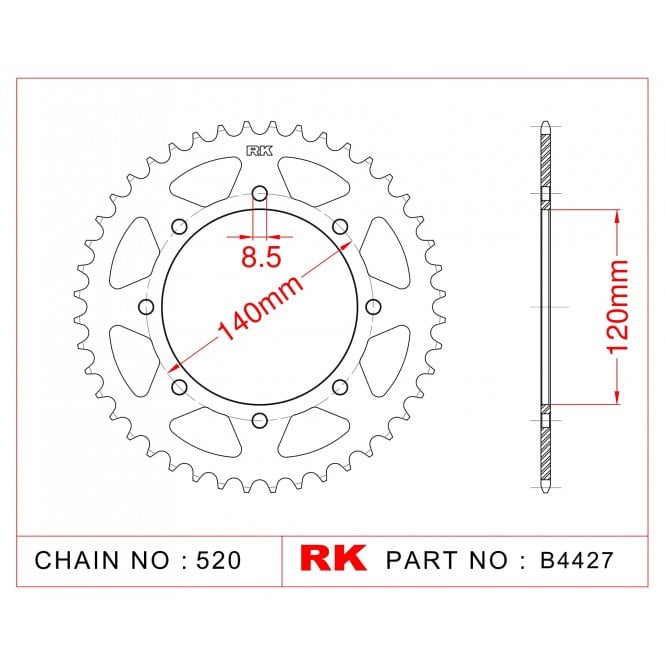 RK RK Sprocket Rear -B4427-46 JTR487 Afam 16600