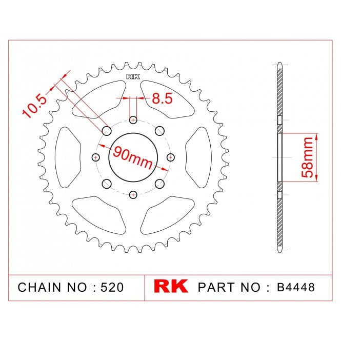 RK RK Sprocket Rear -B4448-42 JTR273 Afam 10221