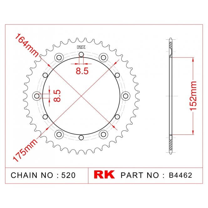 RK RK Sprocket Rear -B4462-43 JTR853 Afam 12500