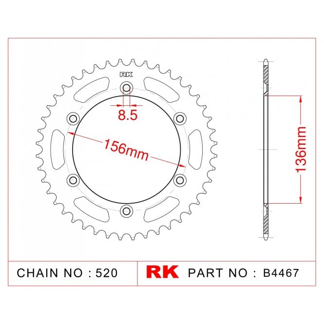 RK RK Sprocket Rear -B4467-41 JTR822 Afam 14206