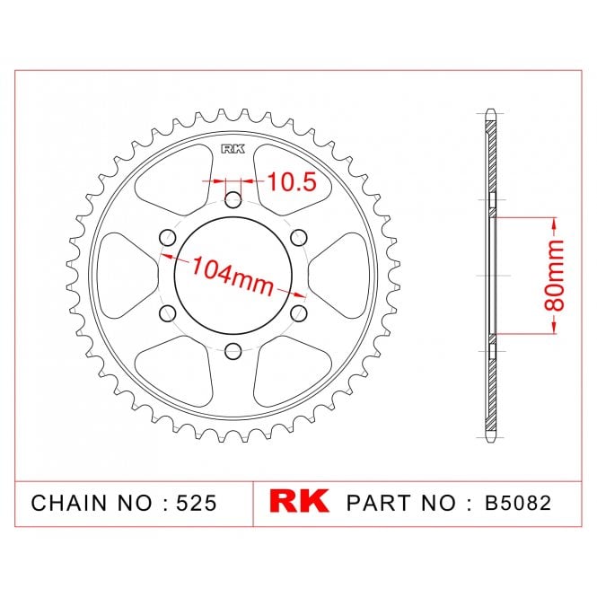 RK RK Sprocket Rear -B5082-44 JTR1489 Afam 16610