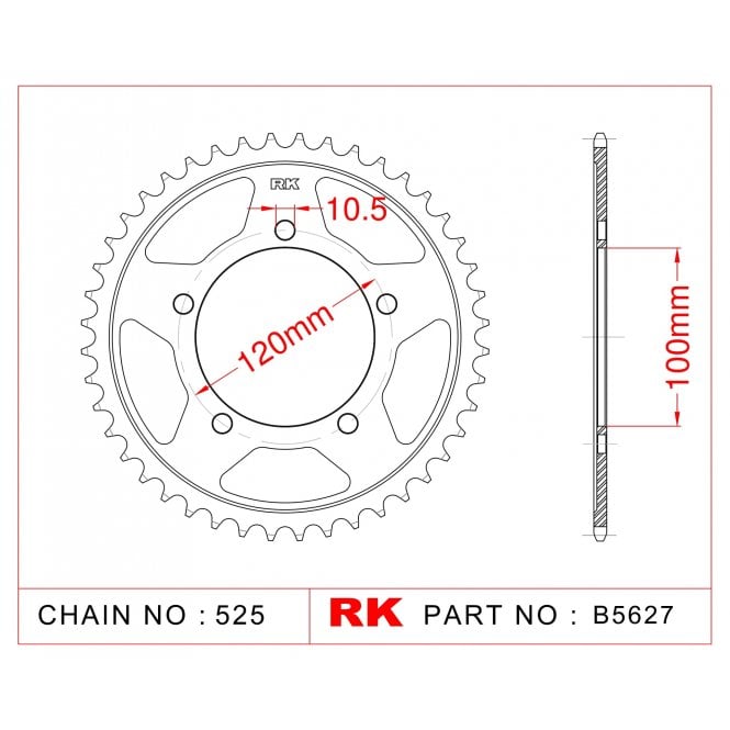 RK RK Sprocket Rear -B5627-44 JTR702 Afam 35802