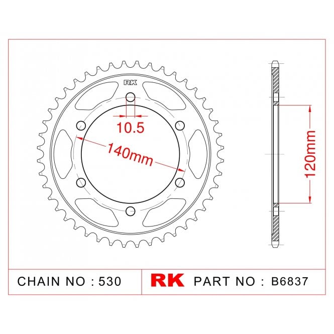 RK RK Sprocket Rear -B6837-44 JTR499 Afam 16603