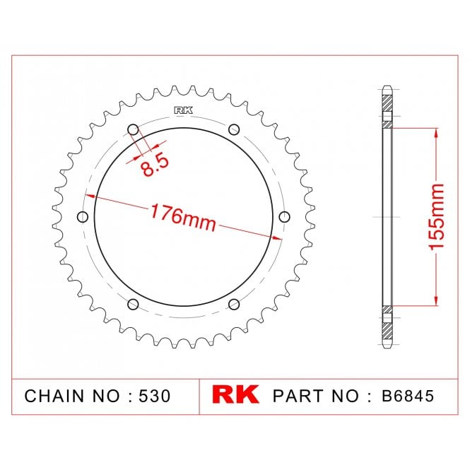 RK RK Sprocket Rear -B6845-42 JTR2011 Afam 86601