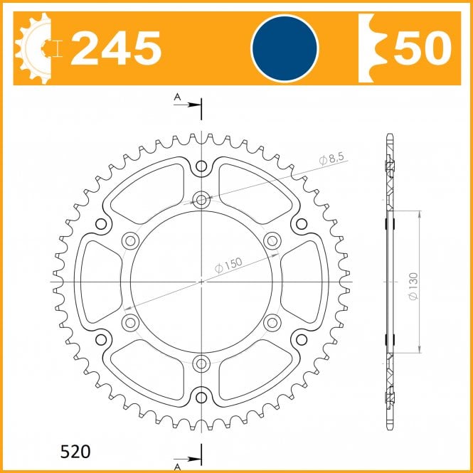 Supersprox Supersprox  Rear Stealth Blue RST-210-50-BLU