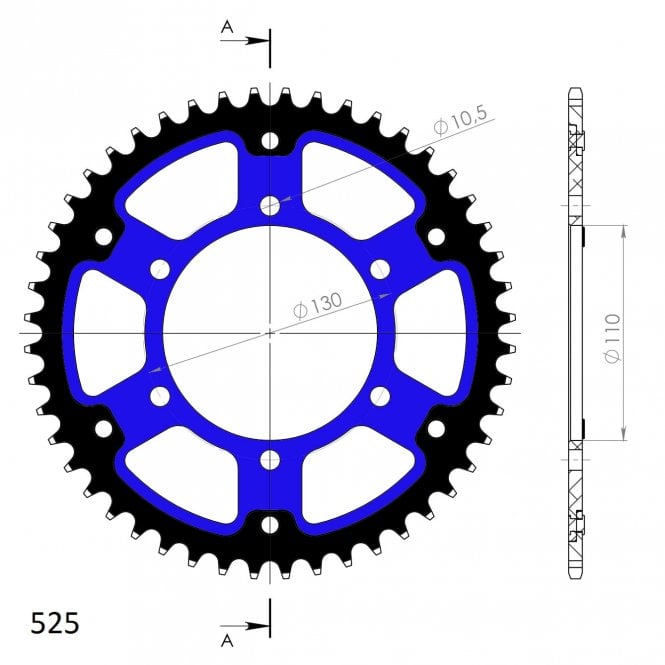 Supersprox Supersprox  Rear Stealth RST-480-45-BLU JTR1876 Afam 12815